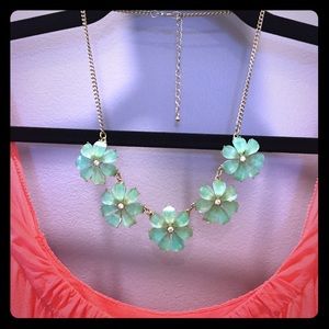 Fantastic mint green flower necklace